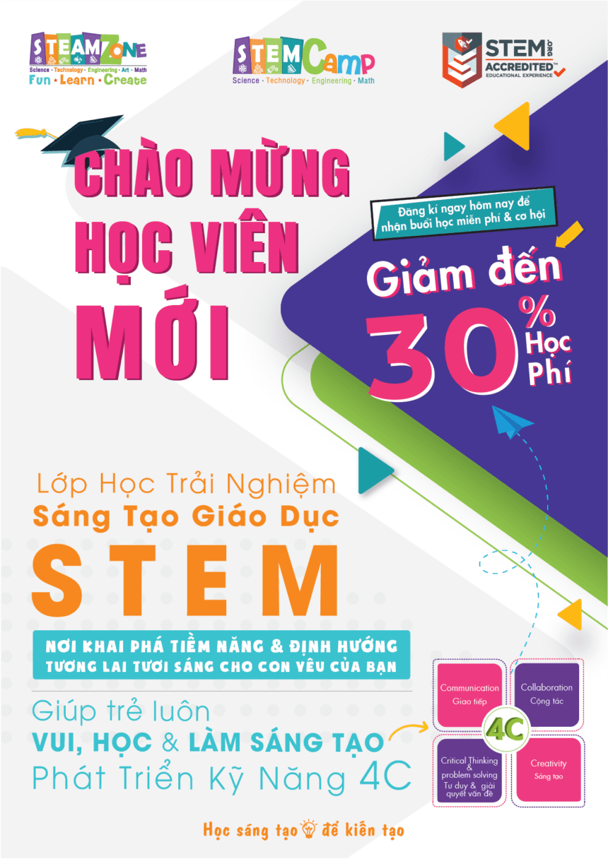 TRẢI NGHIỆM BUỔI HỌC STEM HOÀN TOÀN MIỄN PHÍ TRẢI NGHIỆM BUỔI HỌC STEM HOÀN TOÀN MIỄN PHÍ
