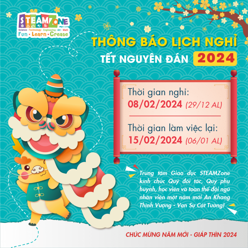 THÔNG BÁO LỊCH NGHỈ TẾT NGUYÊN ĐÁN 2024