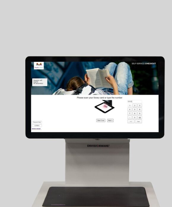 Kiosk màn hình cảm ứng phục vụ bạn đọc tra cứu thông tin thư viện, đăng kí mượn trả sách