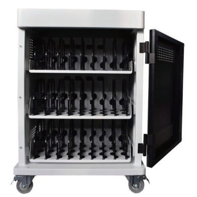 Tủ chứa thiết bị hiển thị tương tác có chức năng sạc pin, theo dõi nhiệt độ và độ ẩm