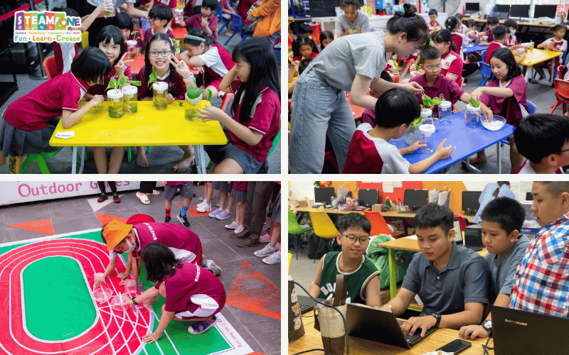 "Các em học sinh tại STEAMZone hào hứng tham gia các hoạt động thực hành (hands-on), biến những lý thuyết khô khan thành trải nghiệm học tập sinh động