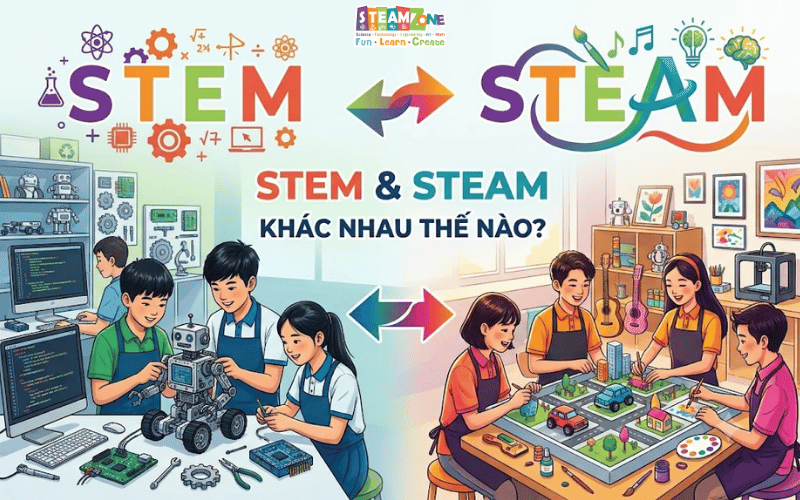 Giáo dục STEM rèn luyện tư duy logic, kỹ thuật, trong khi STEAM mở rộng thêm không gian sáng tạo và tính nhân văn